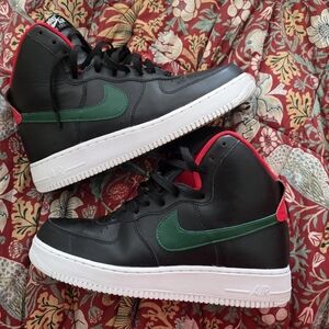 Nike Black and Green High-Top Sneakers